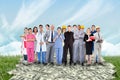 Composite image of smiling group of people with different jobs Royalty Free Stock Photo