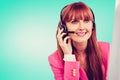 Composite image of smiling hipster businesswoman using headset Royalty Free Stock Photo