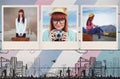 Composite image of smiling hipster woman holding suitcase Royalty Free Stock Photo