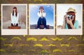 Composite image of smiling hipster woman holding suitcase Royalty Free Stock Photo