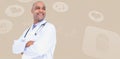 Composite image of smiling male doctor standing arms crossed Royalty Free Stock Photo