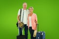 Composite image of smiling older couple going on their holidays Royalty Free Stock Photo