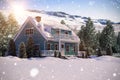 Composite image of snow covered house with trees Royalty Free Stock Photo