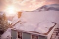 Composite image of snow covered roof of house Royalty Free Stock Photo