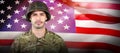 Composite image of soldier standing against white background Royalty Free Stock Photo