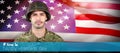 Composite image of soldier standing against white background Royalty Free Stock Photo