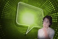 Composite image of speech bubble and casual thinking man Royalty Free Stock Photo