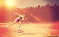 Composite image of sporty woman running on a white background Royalty Free Stock Photo