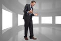Composite image of stressed businessman gesturing Royalty Free Stock Photo