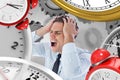 Composite image of stressed businessman with hands on head Royalty Free Stock Photo