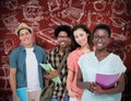 Composite image of stylish students smiling at camera together Royalty Free Stock Photo