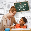 Composite image of teacher helping pupil Royalty Free Stock Photo