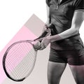 Composite image of tennis player holding a racquet ready to serve Royalty Free Stock Photo