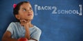 Composite image of thoughtful girl against white background Royalty Free Stock Photo
