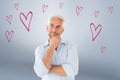 Composite image of thoughtful man posing with hand on chin Royalty Free Stock Photo