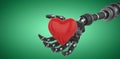 Composite image of three dimensional image of robot hand holding red heard shape 3d Royalty Free Stock Photo