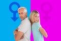 Composite image of unhappy couple not speaking to each other Royalty Free Stock Photo