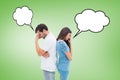 Composite image of upset couple not talking to each other after fight Royalty Free Stock Photo