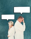 Composite image of upset couple not talking to each other after fight Royalty Free Stock Photo