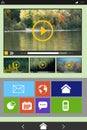 Composite image of video player with various icons Royalty Free Stock Photo