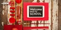 Composite image of welcome back to school text against white background