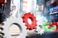 Composite image of white and red cogs and wheels Royalty Free Stock Photo