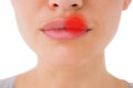 Composite image of woman with luscious lips