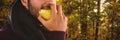 Composite image of young man eating pear Royalty Free Stock Photo