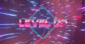 Composite of level up text over neon lines