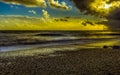 A composite, long exposure view along the beach at Worthing, Sussex just before sunset Royalty Free Stock Photo