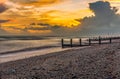 A composite, long exposure view along the beach at Worthing, Sussex just before sunset Royalty Free Stock Photo