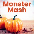 Composite of monster mash text and halloween pumpkins on white background Royalty Free Stock Photo