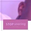 Composite of national stop snoring week text in rectangle over cropped image of african american man