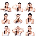 Composite of negative emotions and gestures with girl Royalty Free Stock Photo