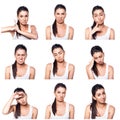 Composite of negative emotions and gestures with girl Royalty Free Stock Photo