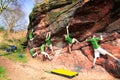 Composite photo of a man rock climbing outdoors