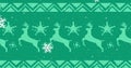 Composite of snow falling over christmas pattern on green background Royalty Free Stock Photo