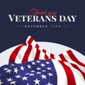 Composite of thank you veterans day text over flag of usa on blue background Royalty Free Stock Photo