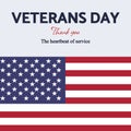 Composite of thank you veterans day text over flag of usa on white background Royalty Free Stock Photo