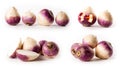 Composite with turnips isolated on white background