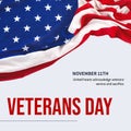 Composite of veterans day november 11th text over flag of usa on white background Royalty Free Stock Photo