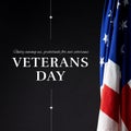 Composite of veterans day text over flag of usa on blue background Royalty Free Stock Photo