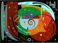 Composition of abstract colorful shapes on black background- 19-192