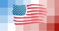 Composition of american flag on pixelated background Royalty Free Stock Photo