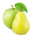 Composition with apple and pear isolated on a white background. Royalty Free Stock Photo