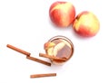 Composition of apples and rustic entourage. Apples and spicy tea Royalty Free Stock Photo