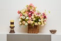 Composition with artificial flowers bouquet Royalty Free Stock Photo