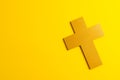 Composition of ash wednesday christian cross on yellow background with copy space Royalty Free Stock Photo