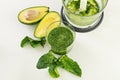 Composition from avocado, spinach, zucchini and blender