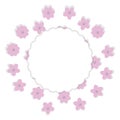 Composition baby pink paper with flowers and pearly beads cloud place for inscription vector shadow isolated on white background